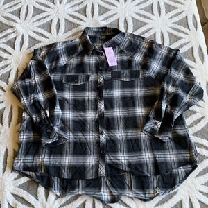 Wild Fable Black Plaid Flannel Shirt size Large